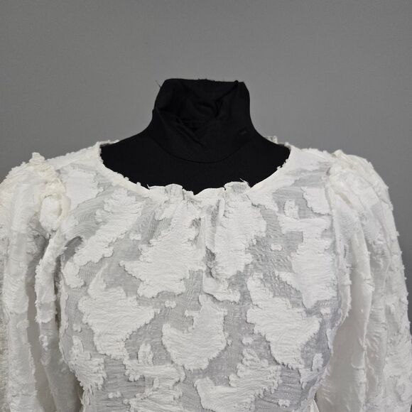 🐢 Free People Callie Puff-Sleeve Appliqué Top Size S - Picture 5 of 12